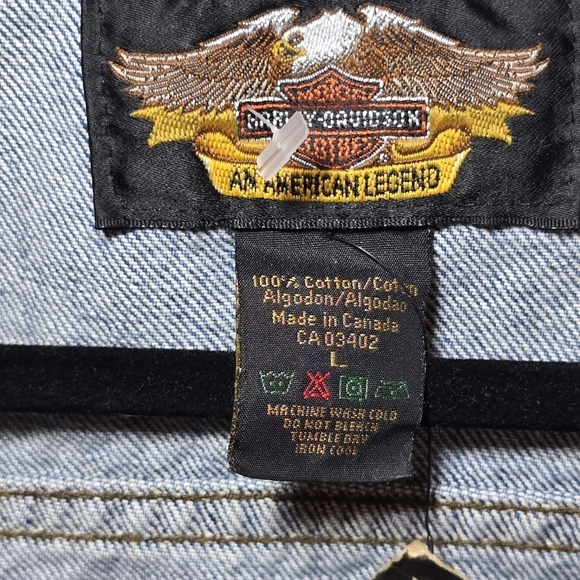 NWT Harley Davidson Motorcycle Women's Denim Jean Distressed Button Front Vest - Picture 7 of 9